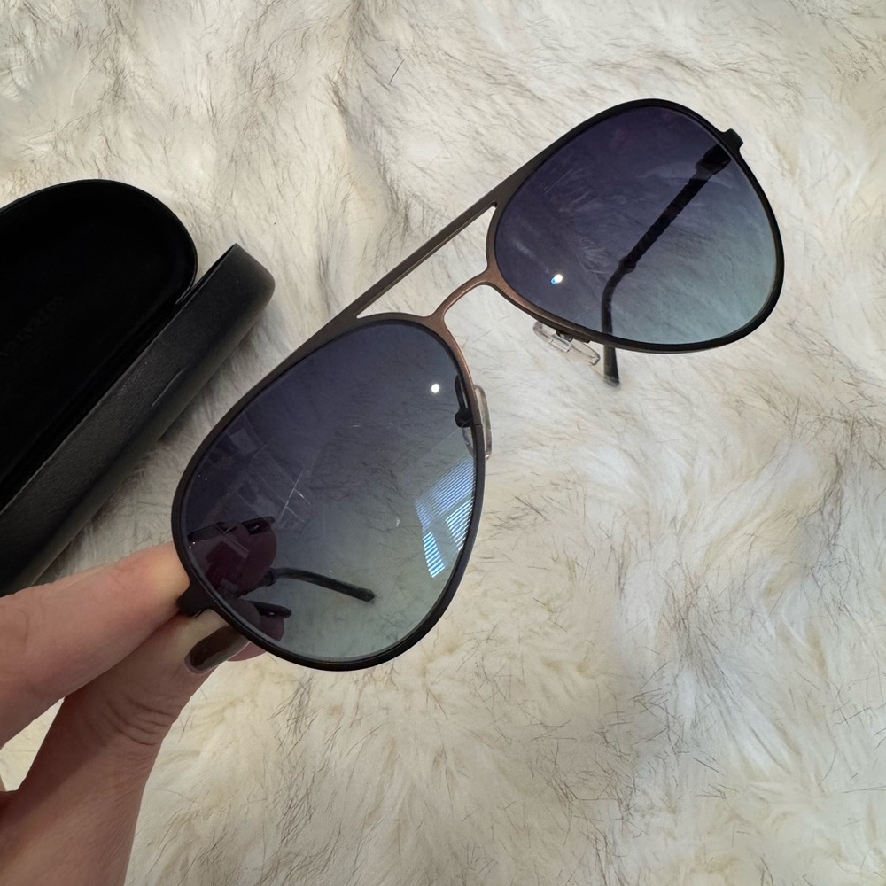 John Varvatos Black Aviator Sunglasses